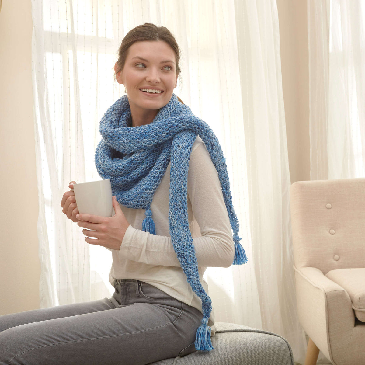 Knit Shawl made in Red Heart Super Saver Yarn