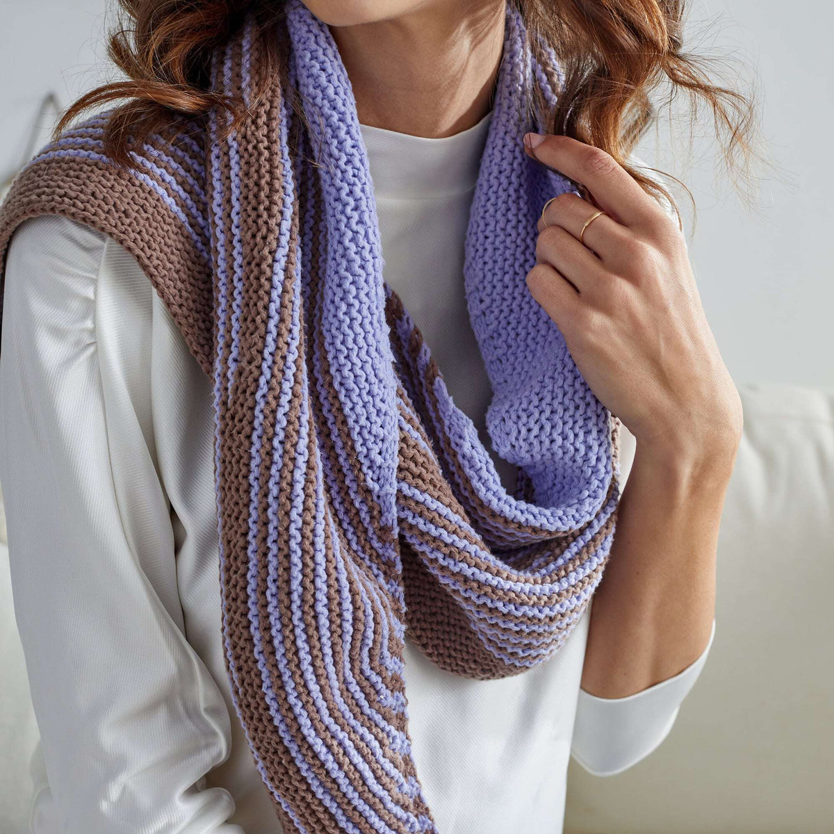 Knit Shawl made in Red Heart Amore Yarn