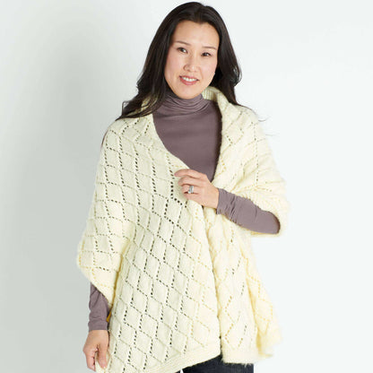 Red Heart Rectangular Knit Pointelle Shawl Single Size