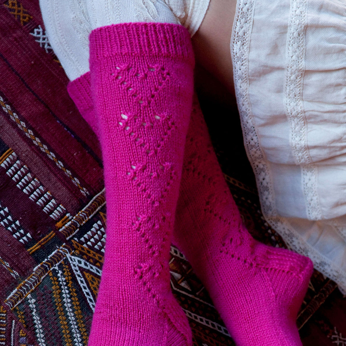 Knit Stockings made in Red Heart Washable Ewe Yarn