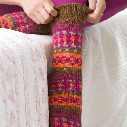 Red Heart Knit Adirondacks Slipper Socks Knit Socks made in Red Heart Full O' Sheep Yarn