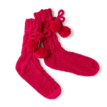 Red Heart Cheerful Cable Slipper Socks Knit Red Heart Cheerful Cable Slipper Socks Knit