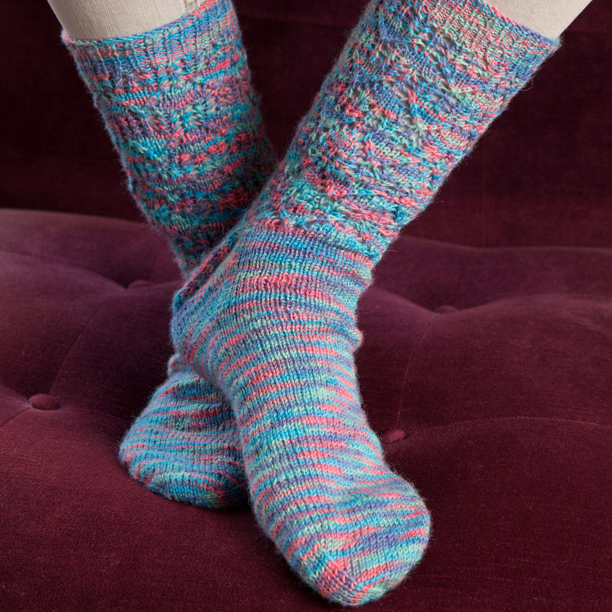 Knit Socks made in Red Heart Heart & Sole Yarn