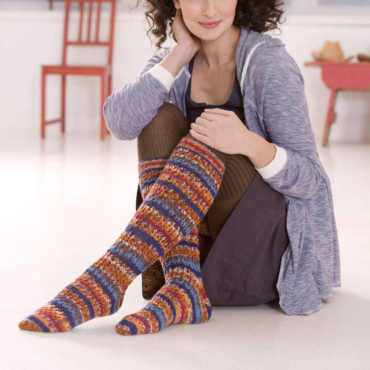 Knit Highs made in Red Heart Heart & Sole Yarn