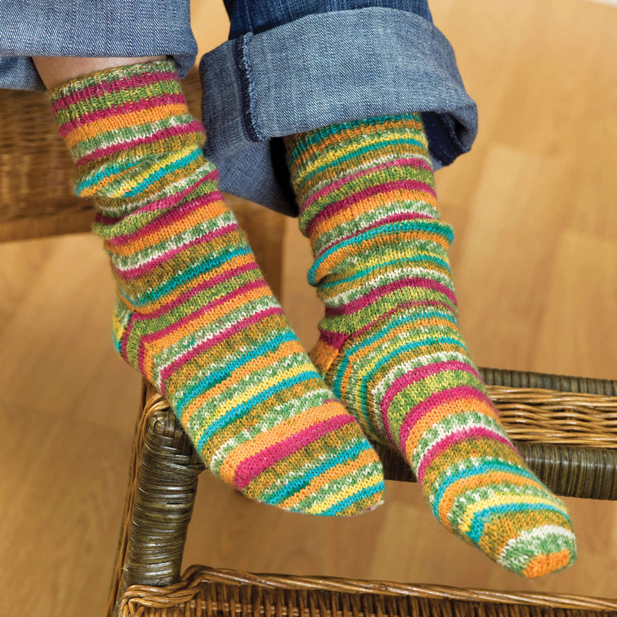 Knit Socks made in Red Heart Heart & Sole Yarn