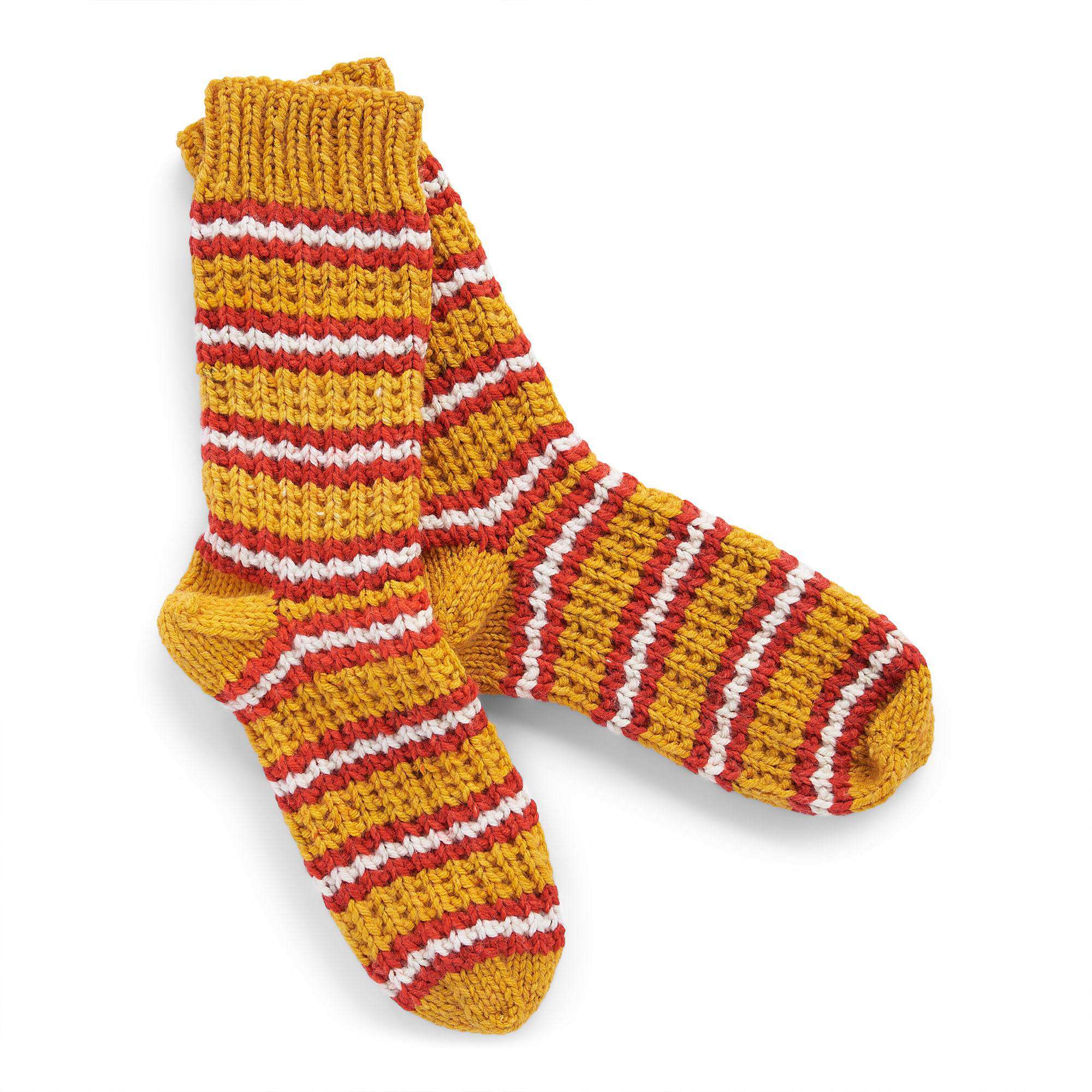 Free Red Heart Striped Cozy Socks Knitting Pattern | Yarnspirations