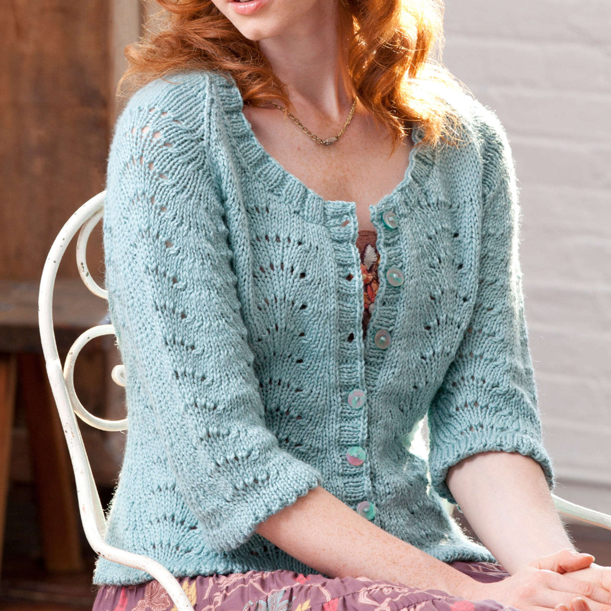 Knit Cardigan made in Red Heart Bamboo Ewe Yarn