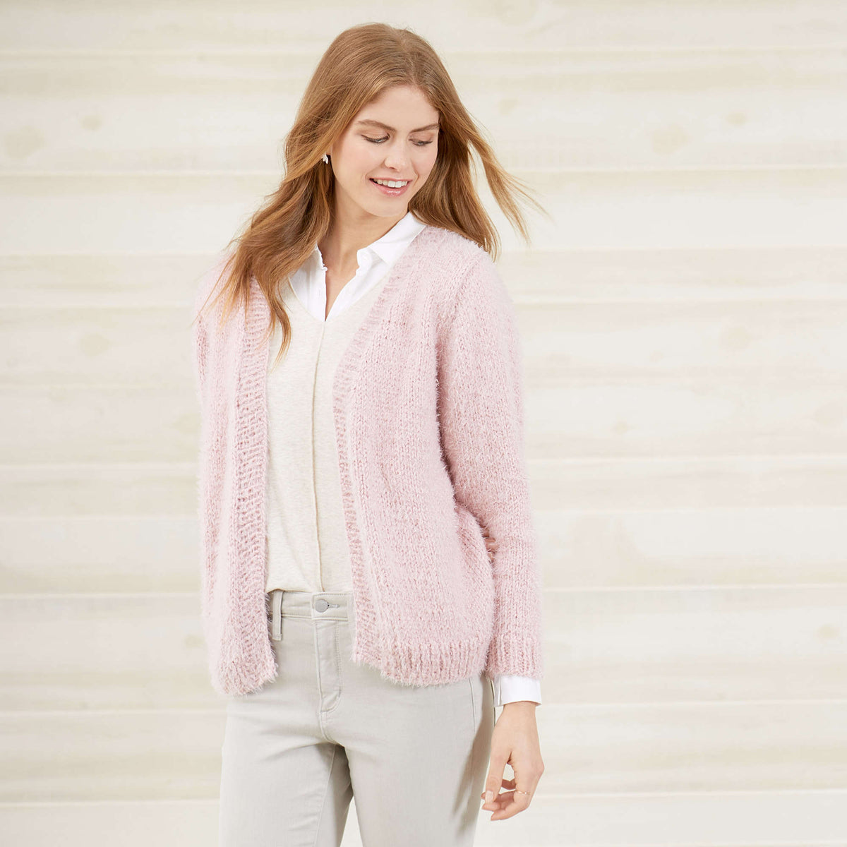 Knit Cardigan made in Red Heart Hygge Yarn