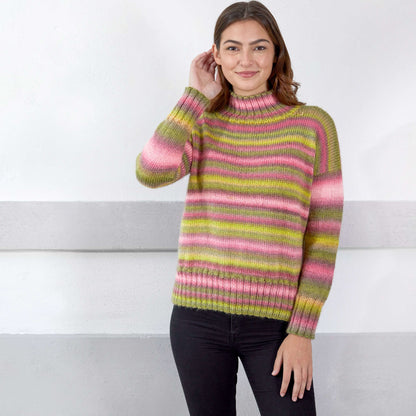 Red Heart Play Misty Stripe Pullover Knit Red Heart Play Misty Stripe Pullover Knit