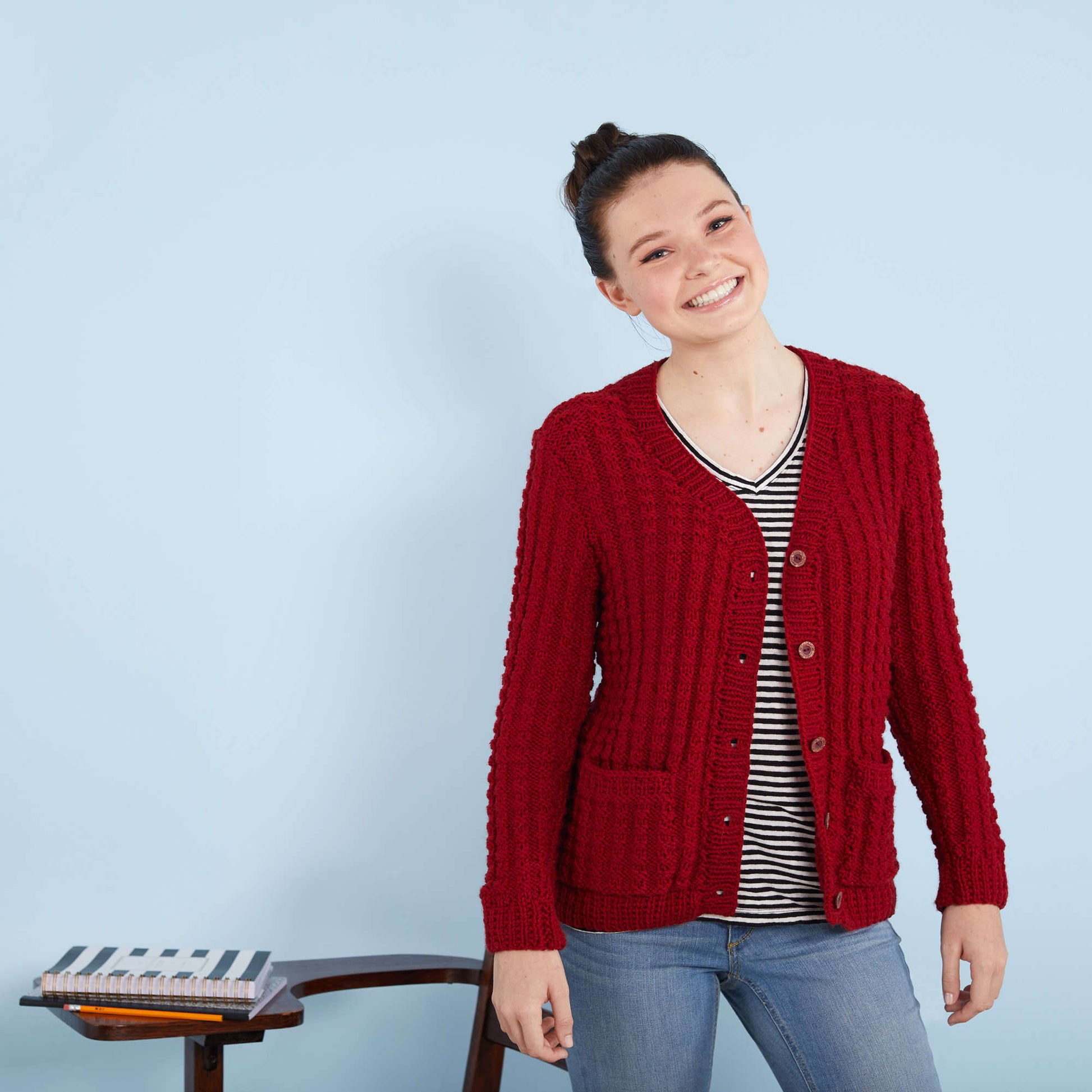 Free Red Heart Chillin' Out Knit Cardigan Pattern