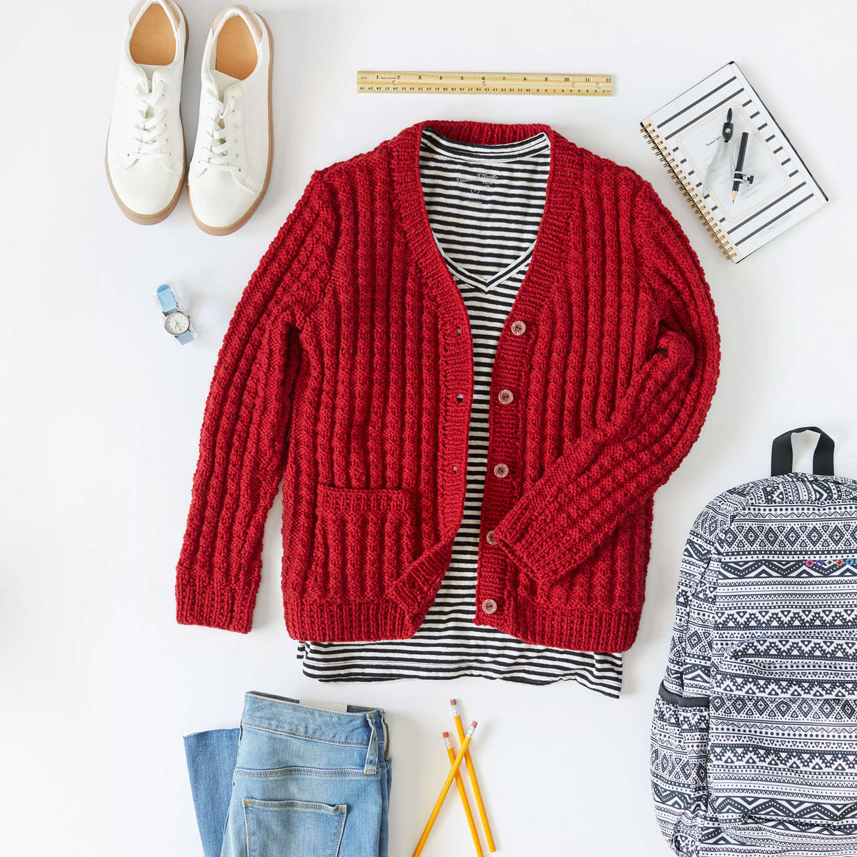 Knit Cardigan made in Red Heart With Love Yarn