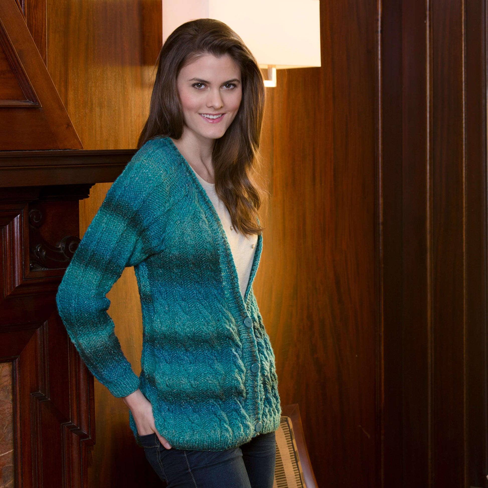 Free Red Heart Long Cable Knit Cardigan Pattern