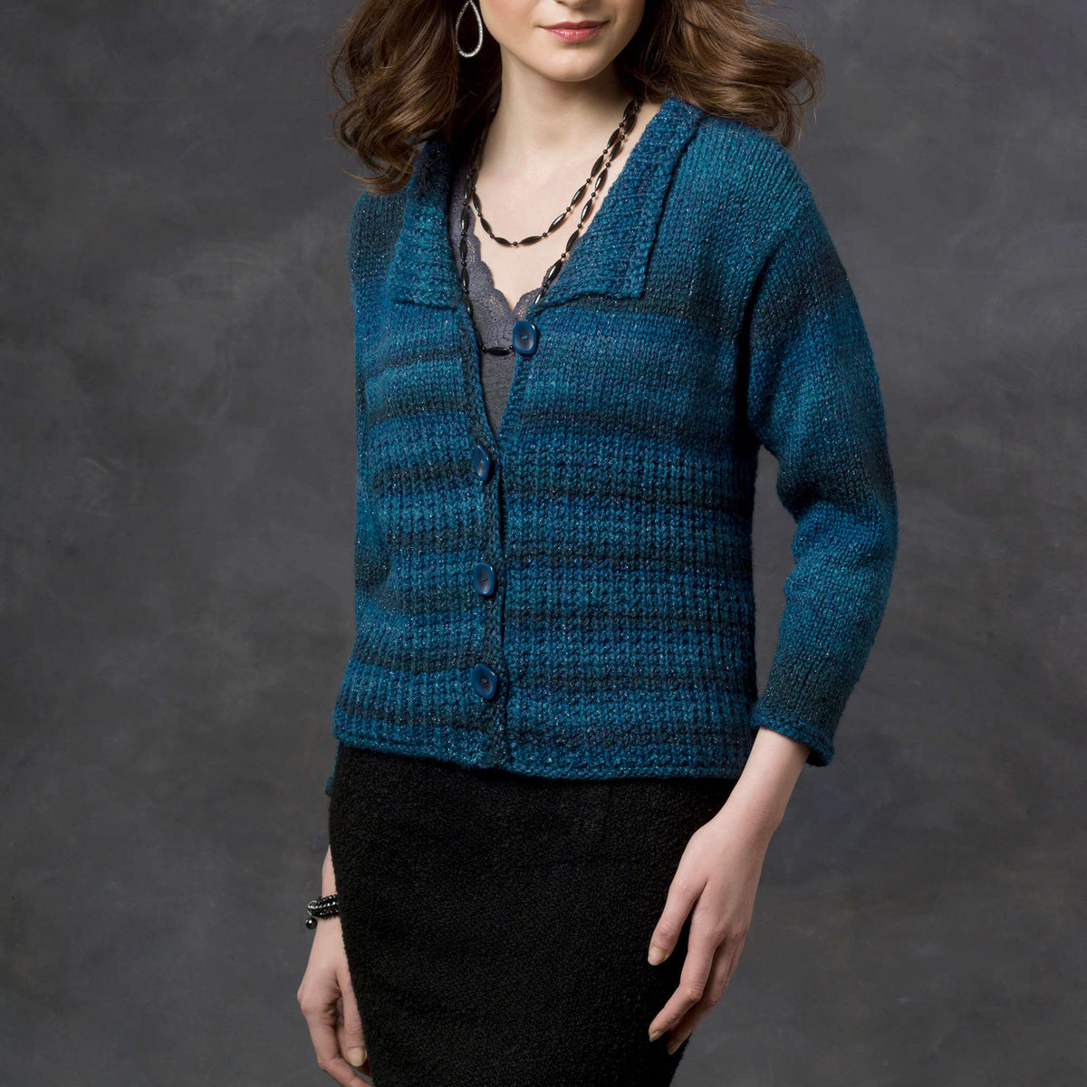 Knit Cardigan made in Red Heart Boutique Yarn