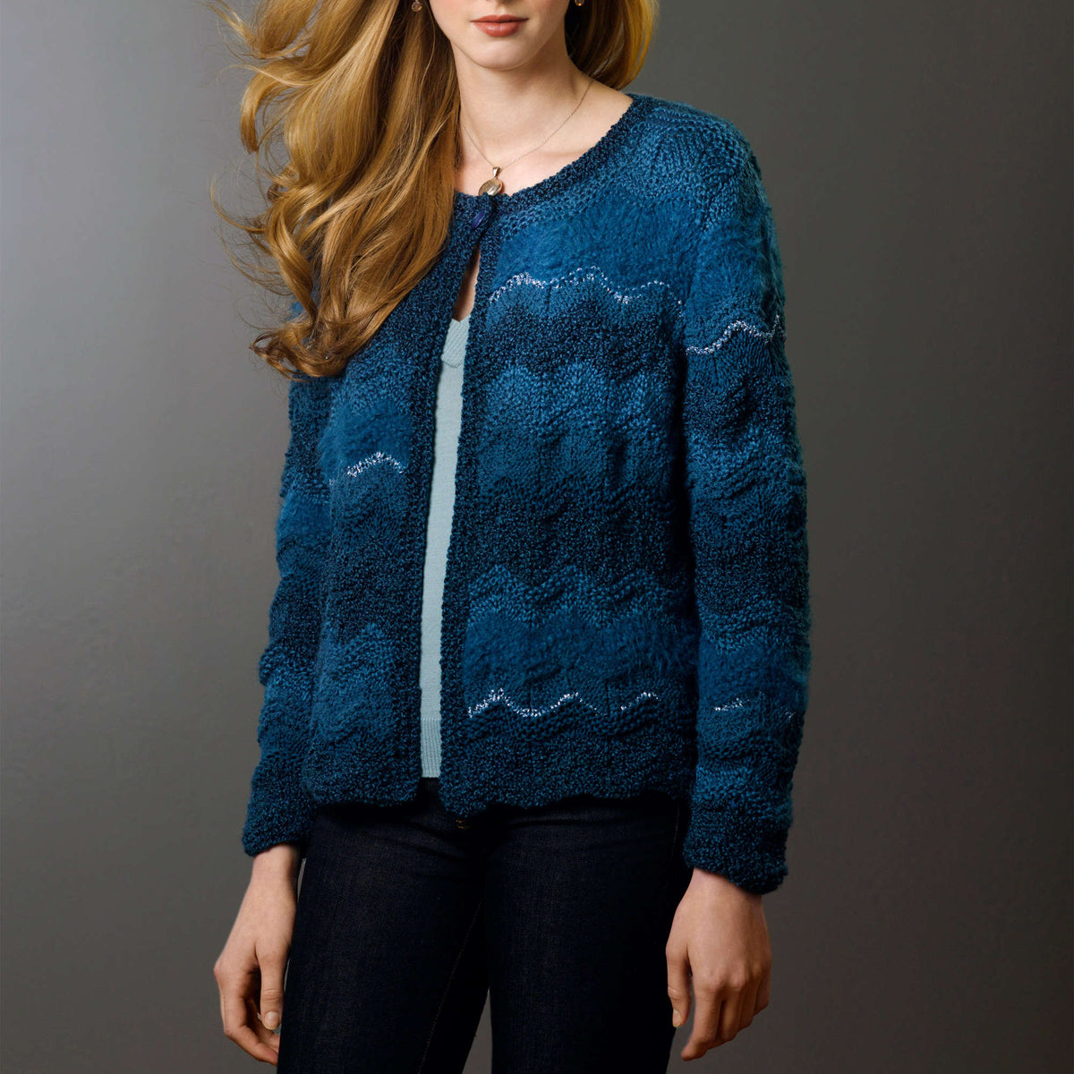 Knit Cardigan made in Red Heart Boutique Yarn