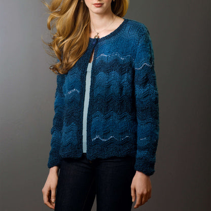 Red Heart Knit Classic Glam Cardi Knit Cardigan made in Red Heart Boutique Yarn