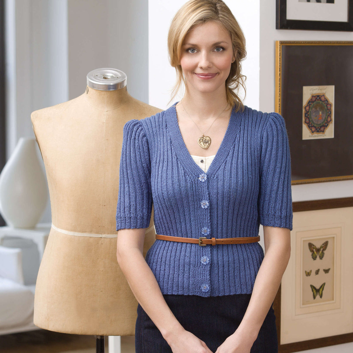 Knit Cardigan made in Red Heart Luster Sheen Yarn