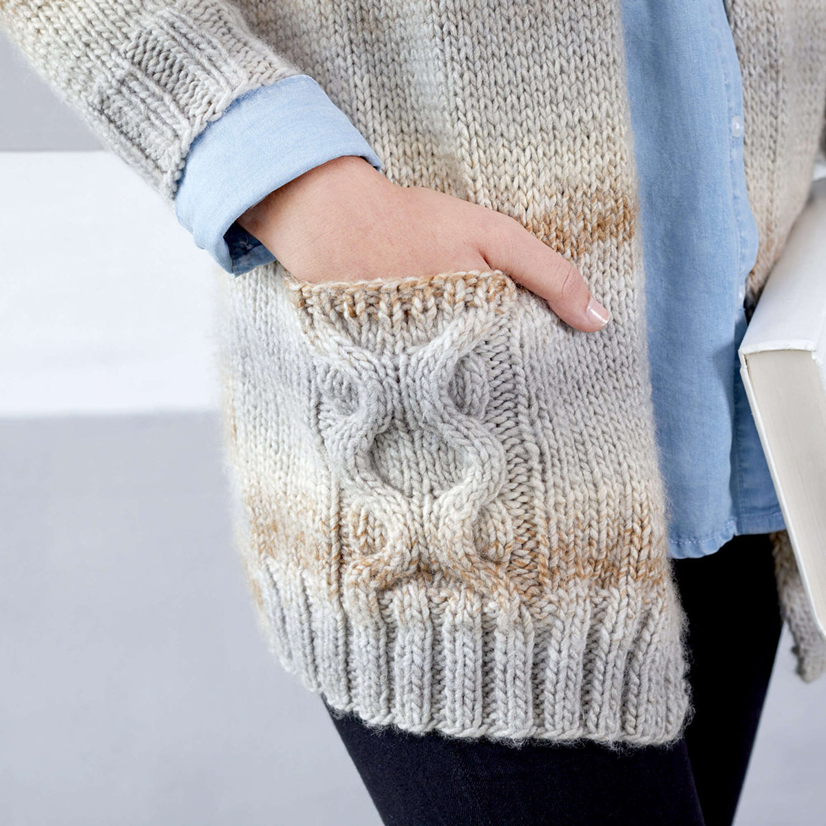 Knit Cardigan made in Red Heart Colorscape Yarn