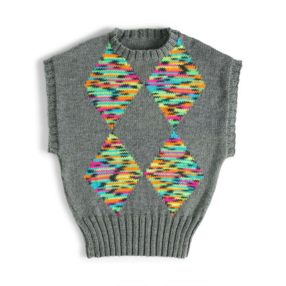 Red Heart Oversized Argyle Knit Vest M