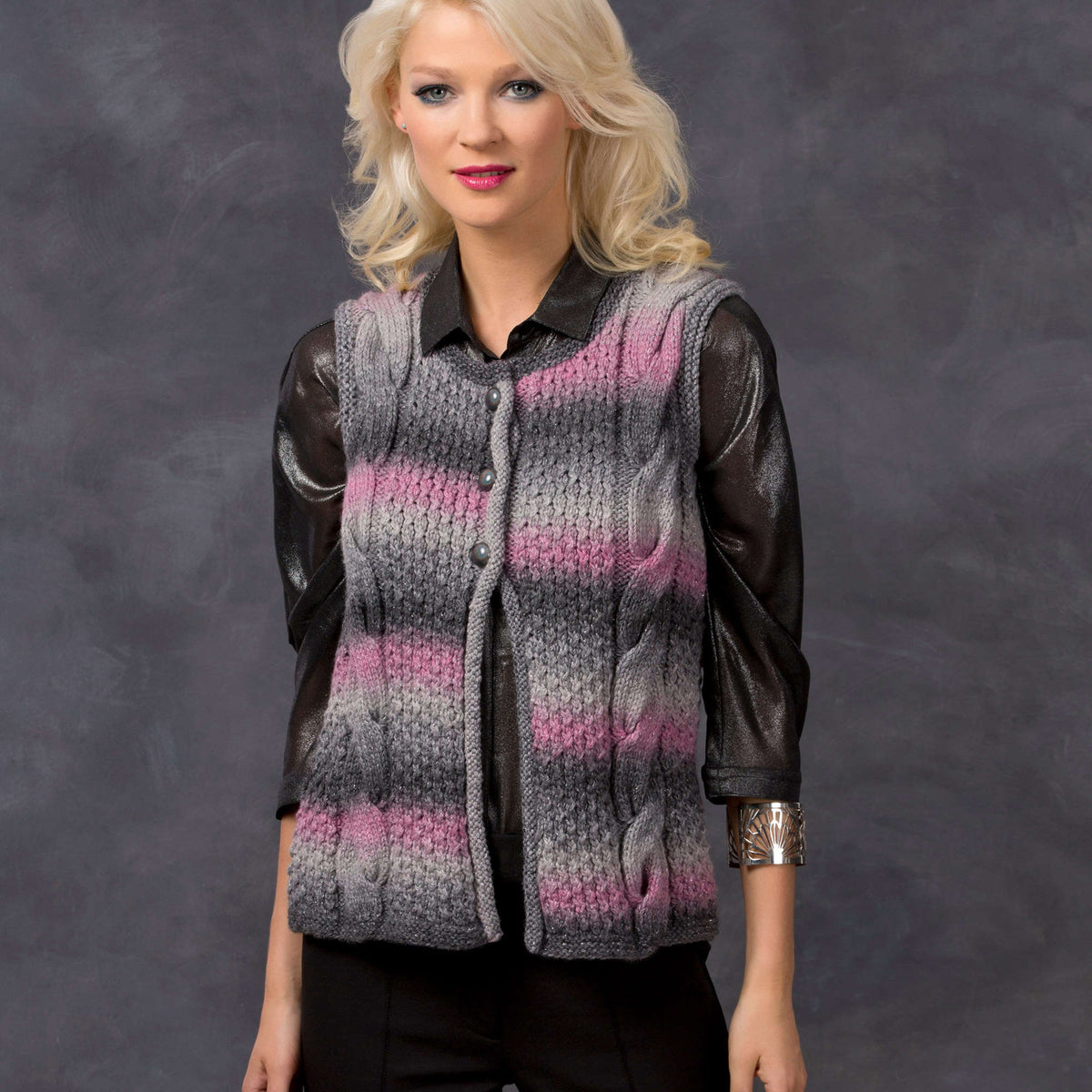 Knit Vest made in Red Heart Boutique Yarn