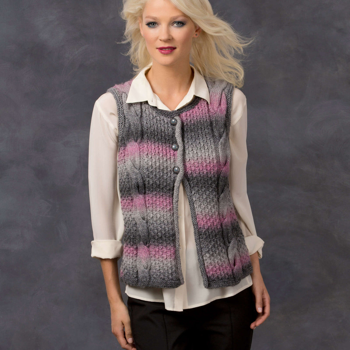 Knit Vest made in Red Heart Boutique Yarn