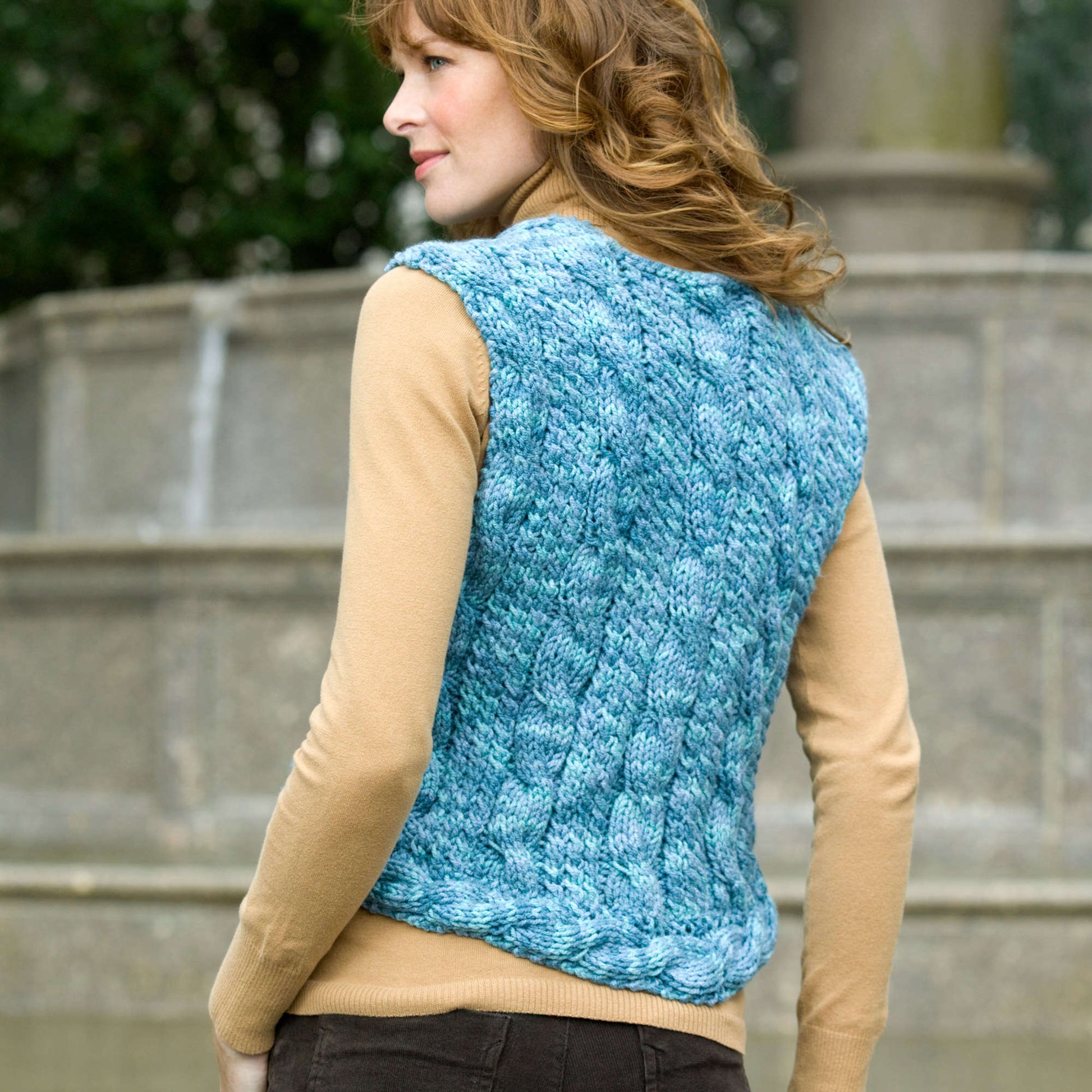 Free Red Heart Knit Cabled Vest Pattern