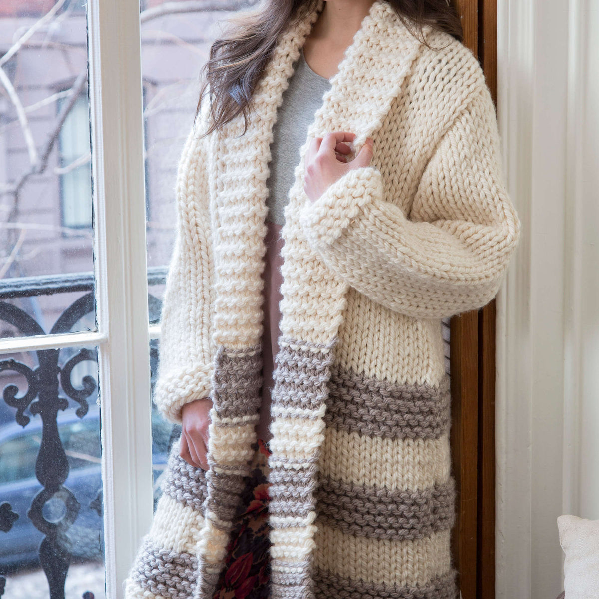 Knit Coat made in Red Heart Grande Yarn