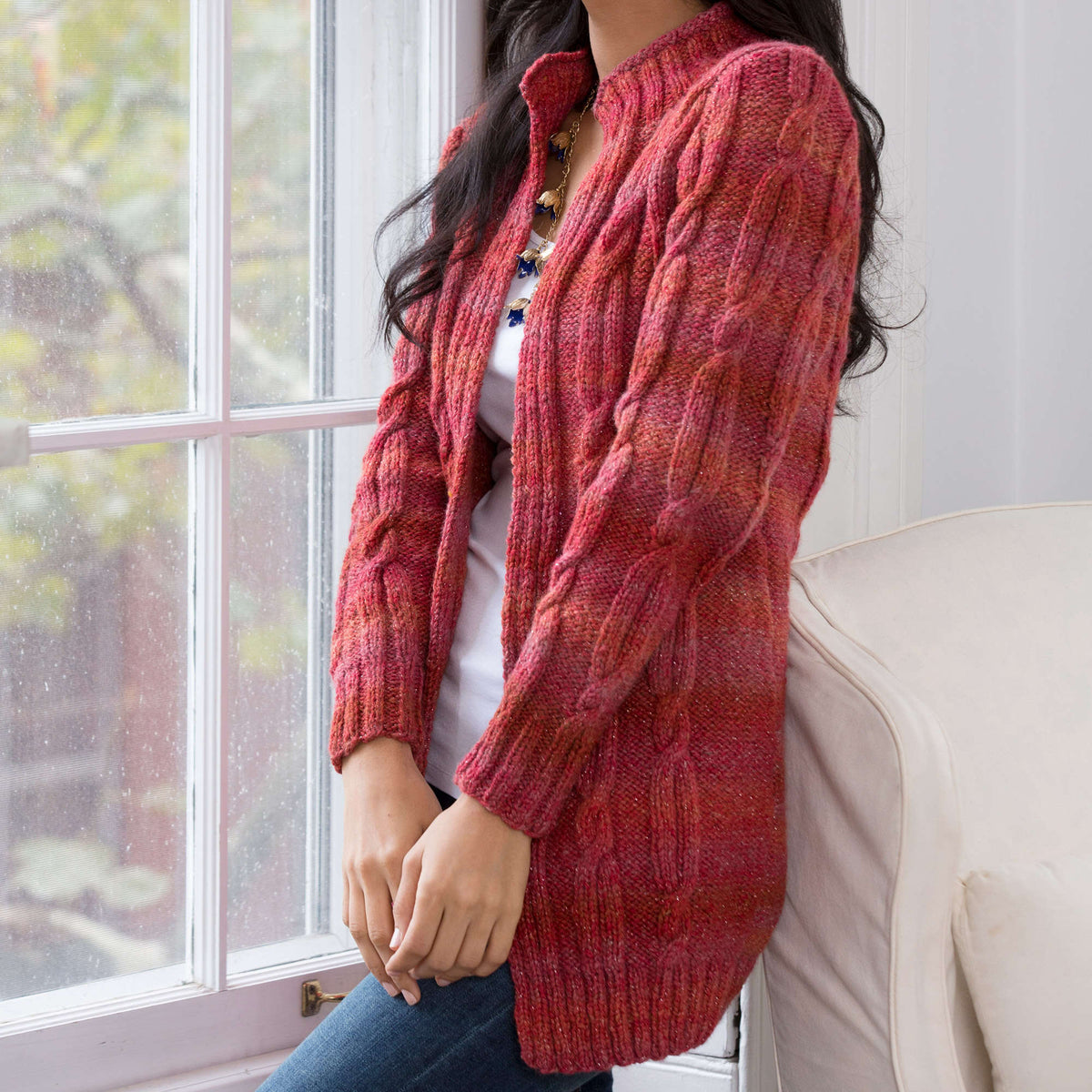 Knit Coatigan made in Red Heart Boutique Yarn