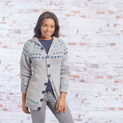 Red Heart Fair Isle Sweater Coat Knit Coat made in Red Heart Soft Essentials Yarn