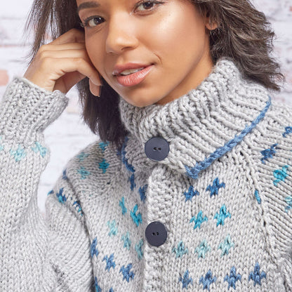 Red Heart Fair Isle Sweater Coat Knit Coat made in Red Heart Soft Essentials Yarn