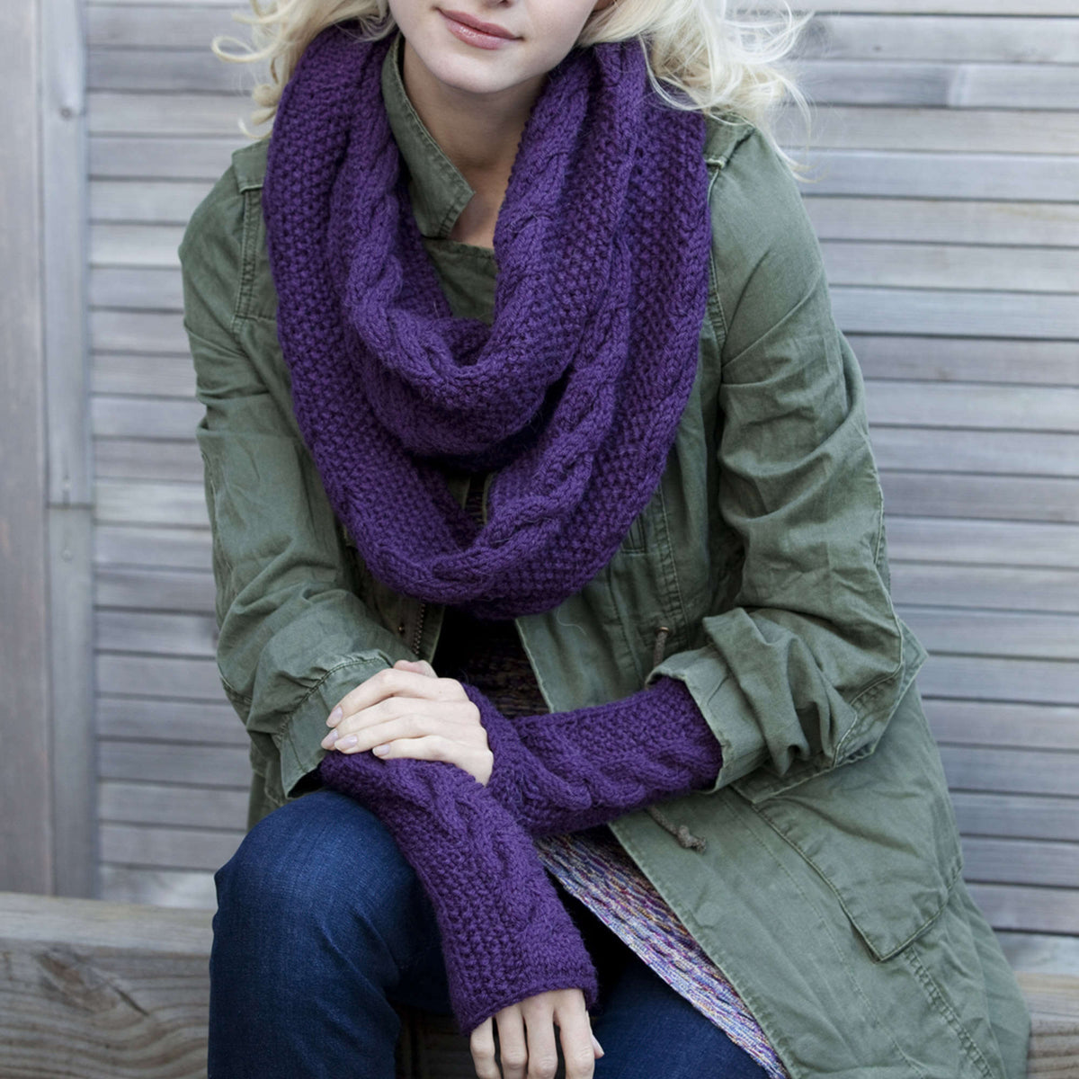 Knit Wristers made in Red Heart Alpaca Love Yarn