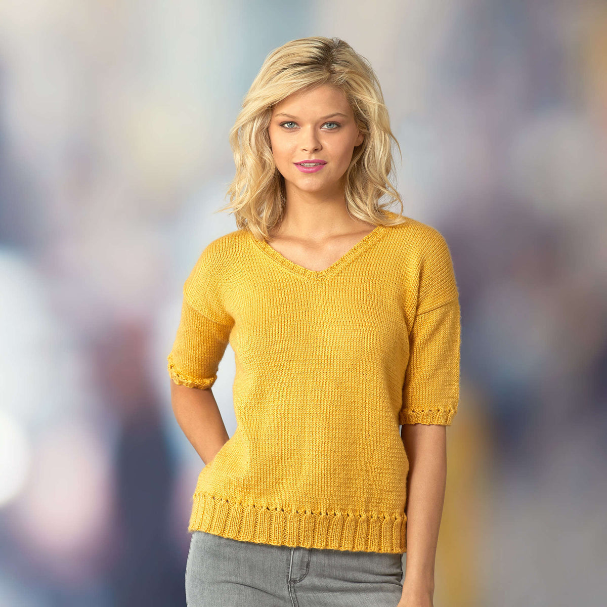 Knit Top made in Red Heart Fashion Soft Yarn