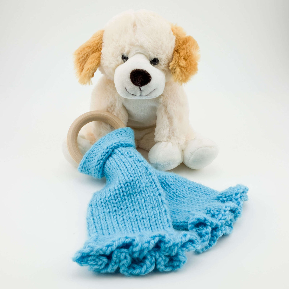 Knit Teether made in Red Heart Baby Hugs Medium Yarn