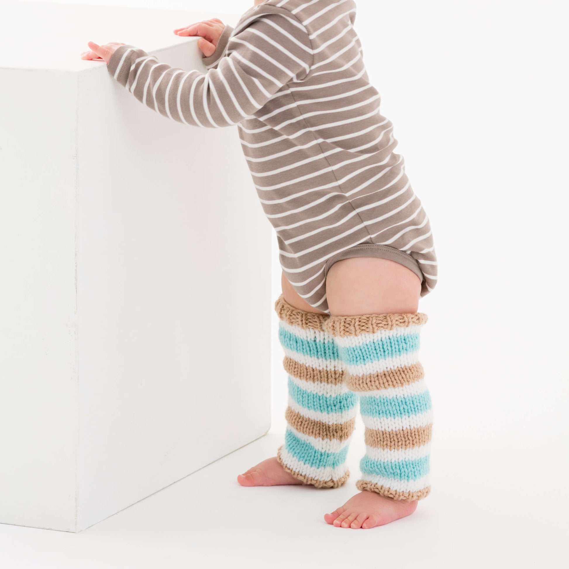 Free Red Heart Knit Simple Striped Baby Legwarmers Pattern