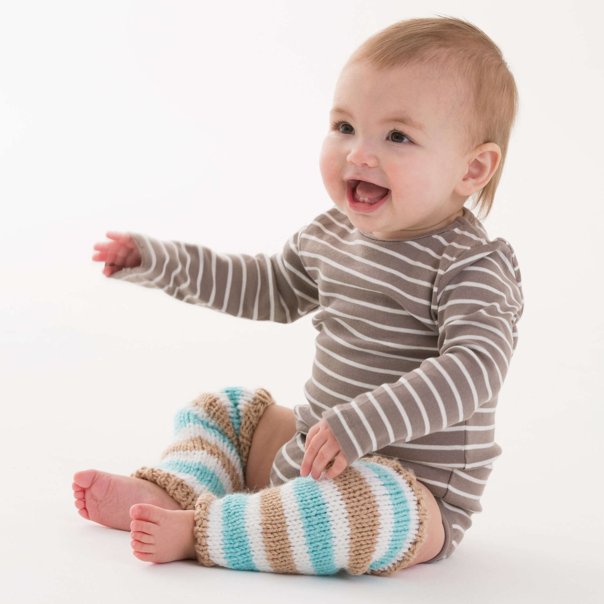 Free Red Heart Simple Striped Baby Legwarmers Knit Pattern