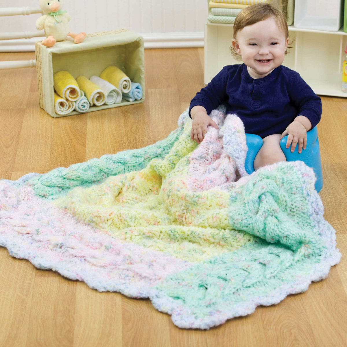 Knit Blanket made in Red Heart Baby Clouds Yarn