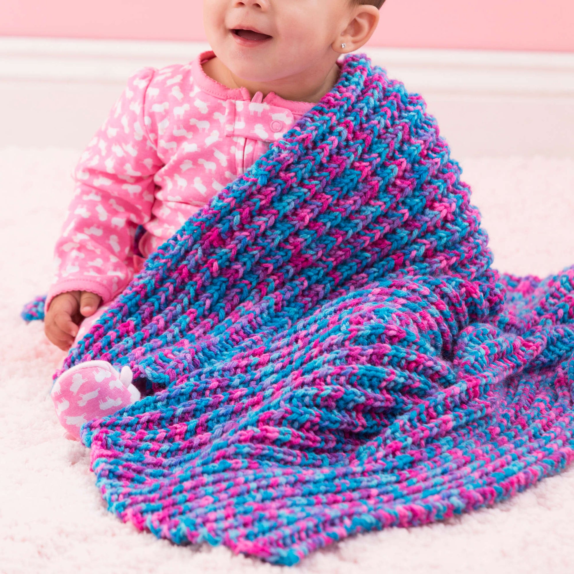 Red Heart One-Row Knit Baby Blanket Pattern