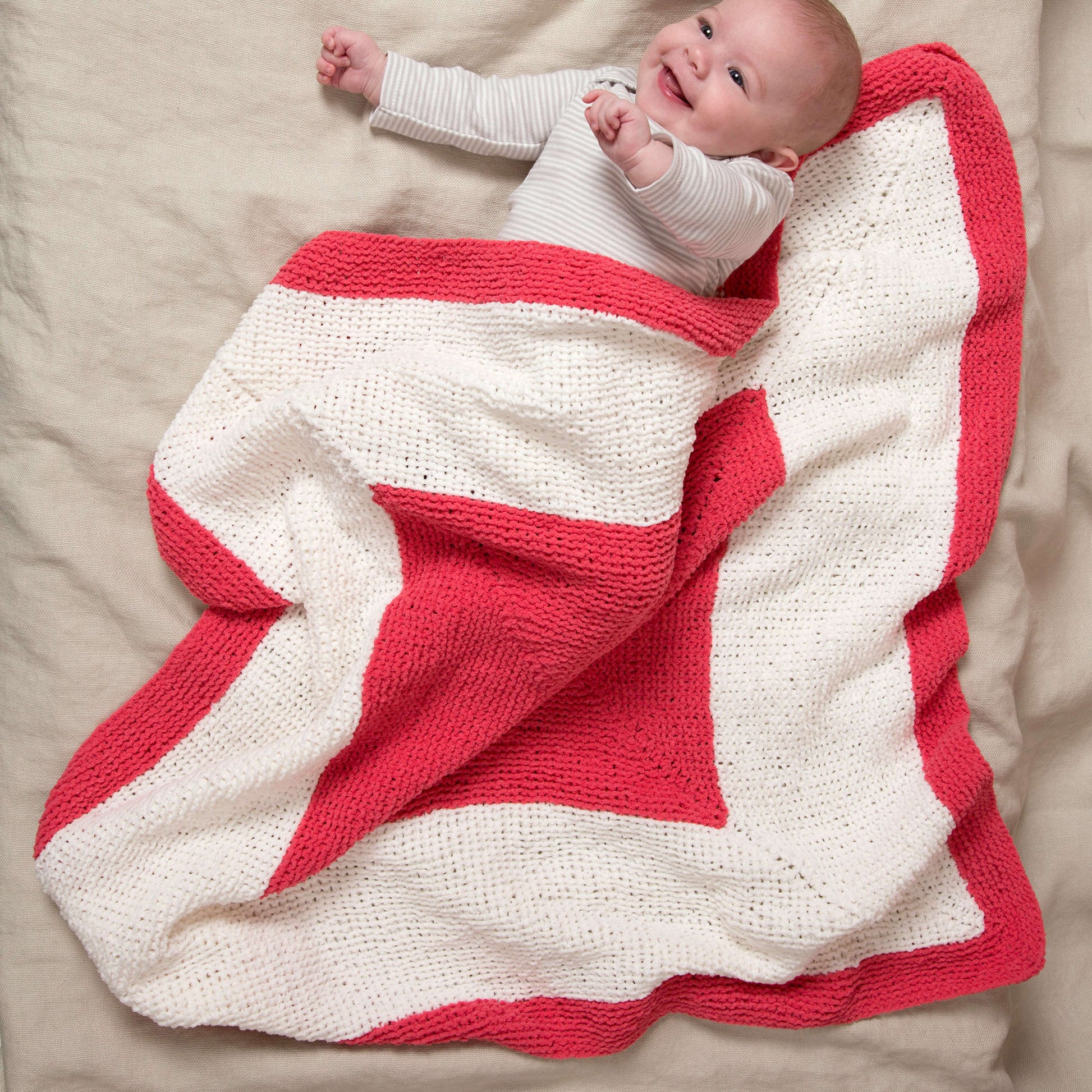 Free Red Heart Square On Square Knit Baby Blanket Pattern
