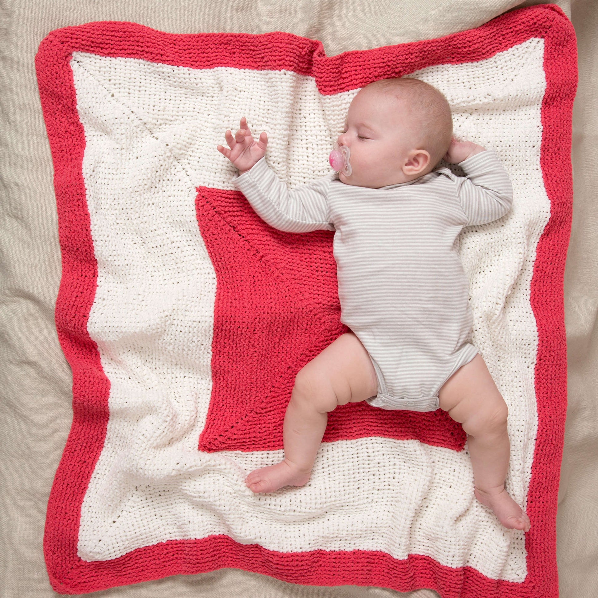 Free Red Heart Square On Square Knit Baby Blanket Pattern