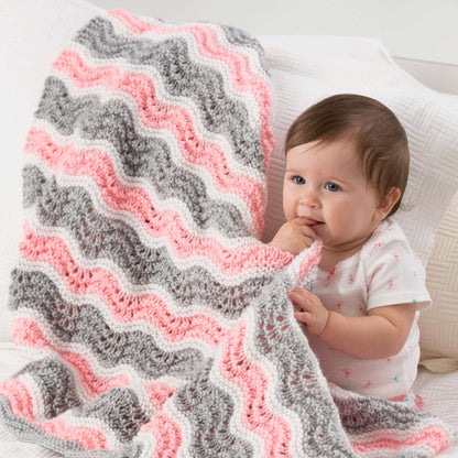 Red Heart Knit Baby Girl Chevron Blanket Knit Blanket made in Red Heart Soft Baby Steps Yarn