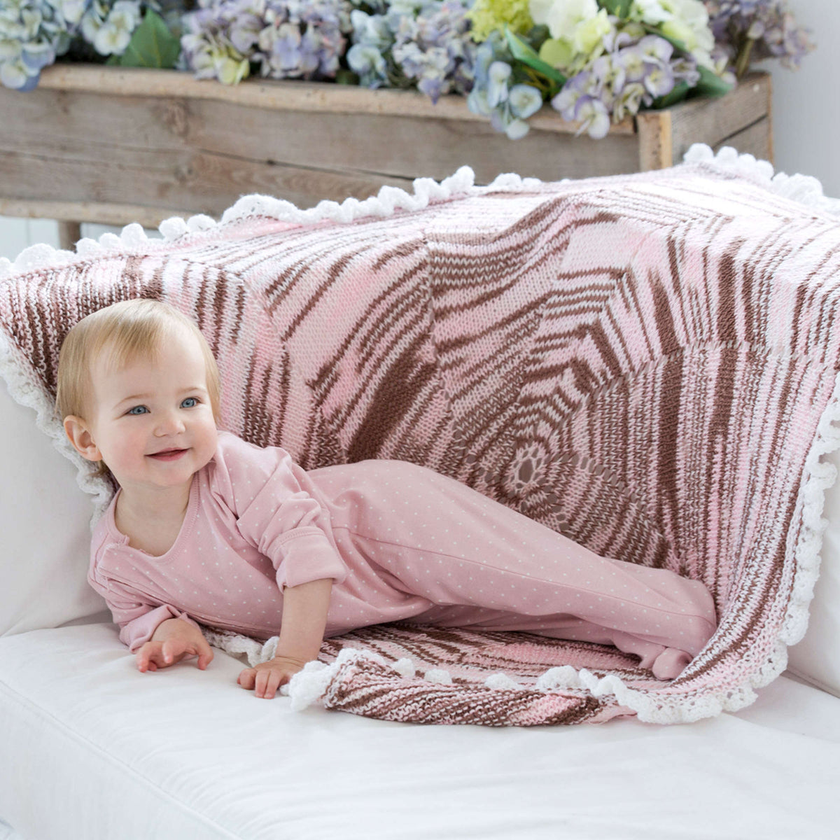 Knit Blanket made in Red Heart Baby TLC Yarn