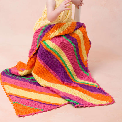 Red Heart Bright Stripes Knit Blanket Knit Blanket made in Red Heart Anne Geddes Baby Yarn