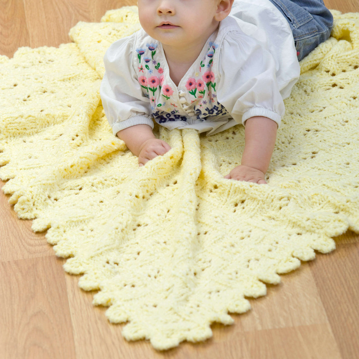 Knit Blanket made in Red Heart Plush Baby Yarn