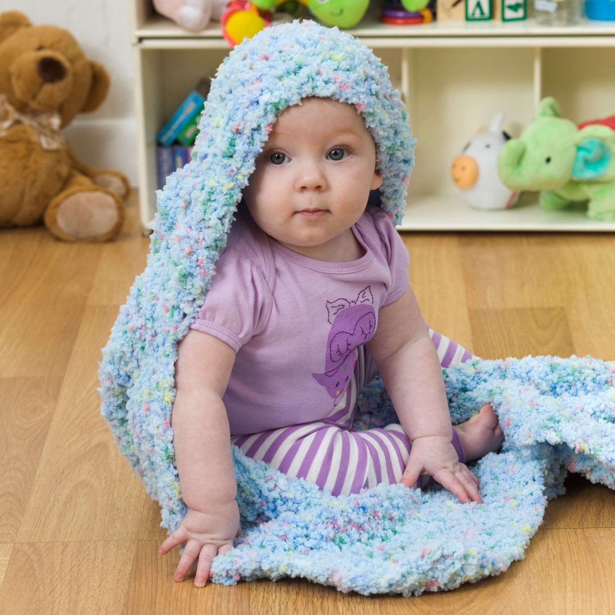 Knit Blanket made in Red Heart Buttercup Yarn