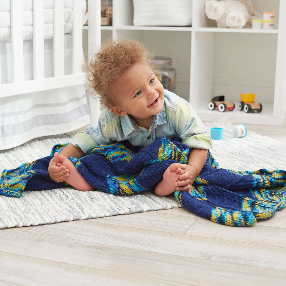 Knit Blanket made in Red Heart Baby Hugs yarn