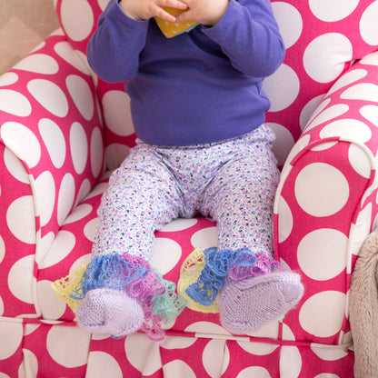 Red Heart Knit Ruffle Baby Booties Knit Booties made in Red Heart Soft Baby Steps Yarn