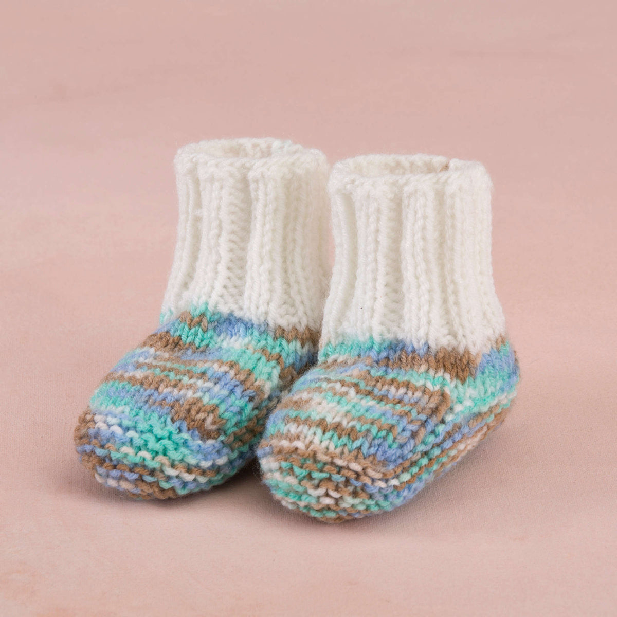 Knit Booties made in Red Heart Anne Geddes Baby Yarn