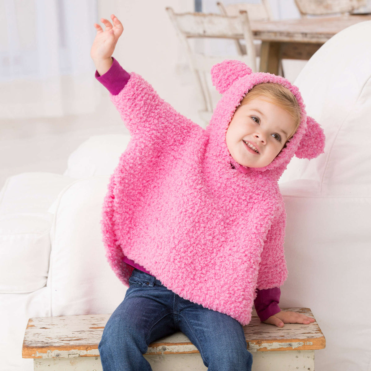 Knit Poncho made in Red Heart Buttercup Yarn