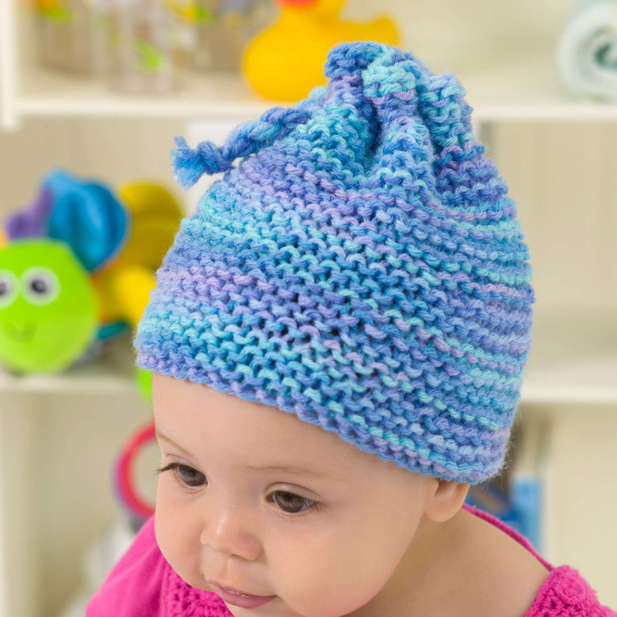Red Heart Garter Stitch Baby Hat Knitting Pattern