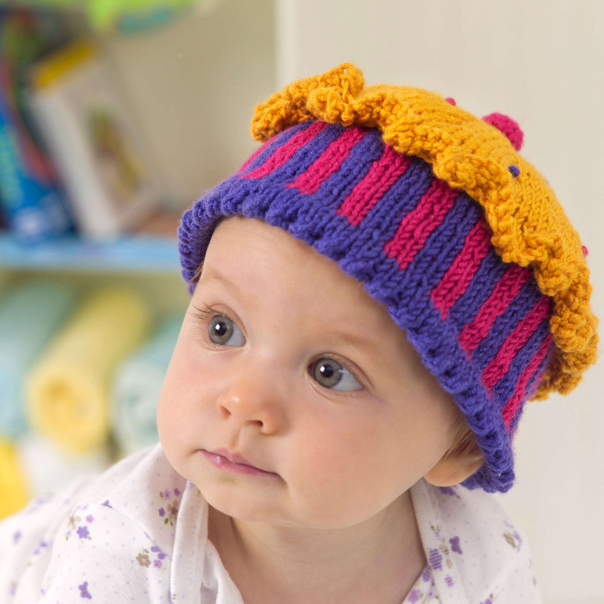 Free Red Heart Baby Confection Hat Knit Pattern