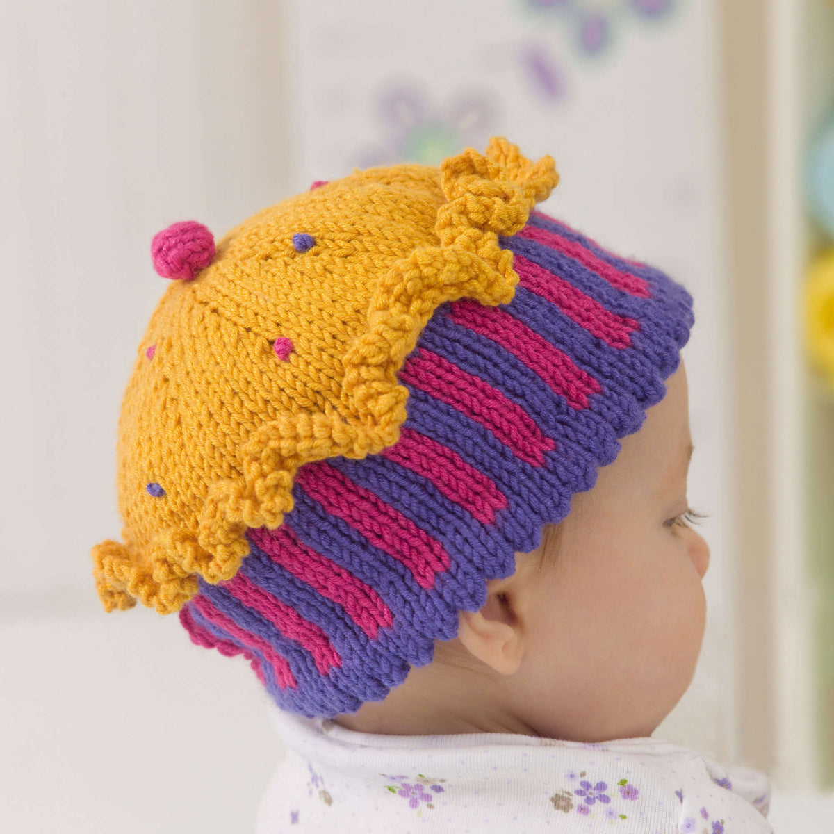 Free Easy Red Heart Baby Confection Hat Knitting Pattern | Yarnspirations